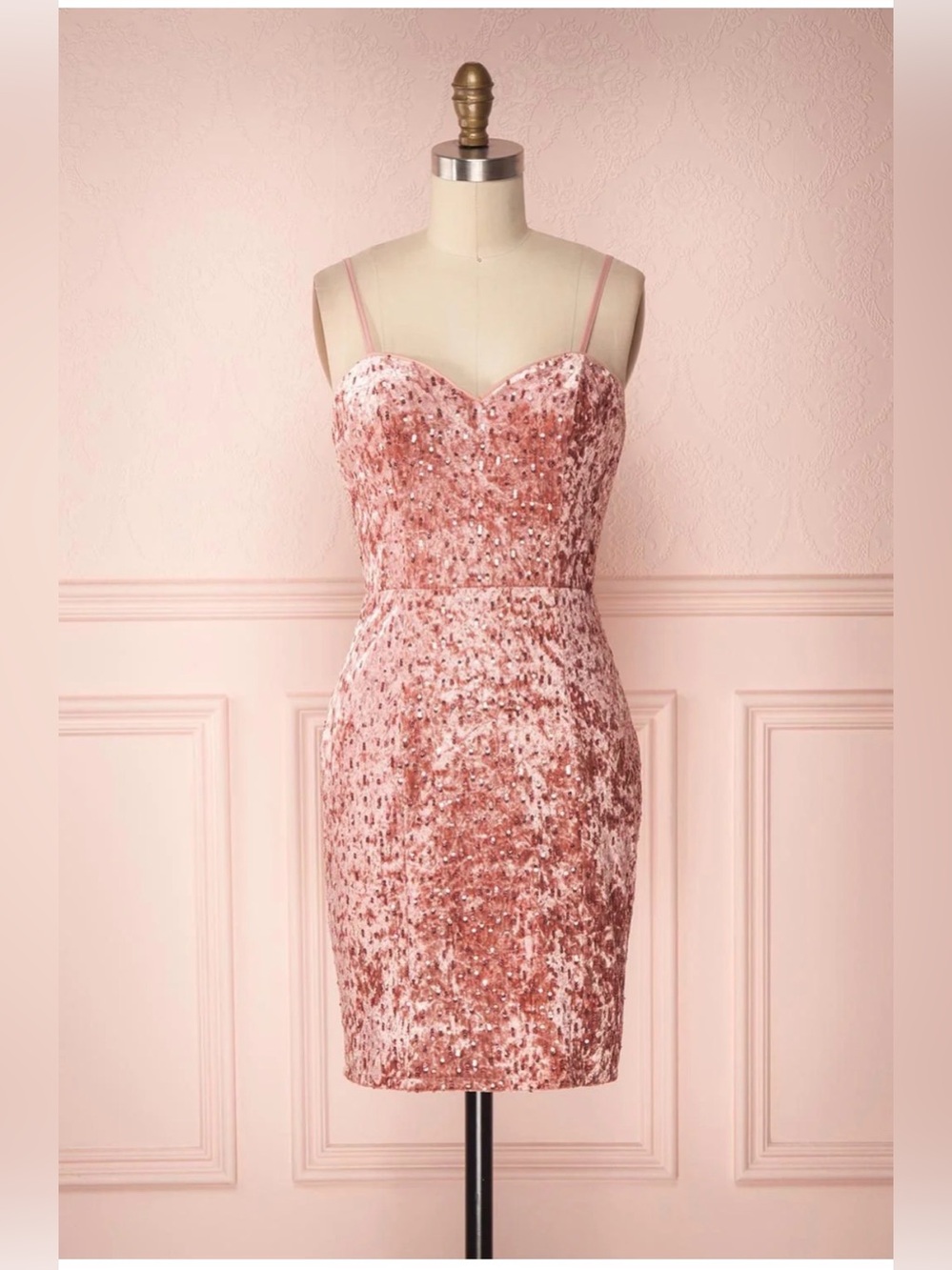 Pink Velvet Sequin Dress